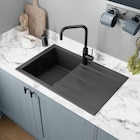Castorama Paris - Promo Évier(w) de cuisine en résine noir 1 bac à encastrer et égouttoir GoodHome Keluak Promo Évier(w) de cuisine en résine noir 1 bac à encastrer et égouttoir GoodHome Keluak à 69,90 € dans le catalogue Castorama à Paris