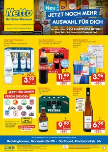 Coca Cola im aktuellen Netto Marken-Discount Prospekt (Gelsenkirchen) Coca Cola im Netto Marken-Discount Prospekt "DER ORT, AN DEM DU IMMER AUSGEZEICHNETE PREISE FINDEST." mit 6 Seiten (Gelsenkirchen)