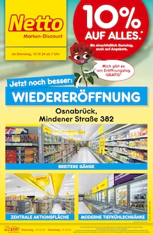 Netto Marken-Discount Prospekt "Wiedereröffnung - 10% auf alles" mit  Seiten (Osnabrück)