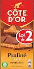 Tablettes de chocolat Lait Praliné Double Lait - CÔTE D'OR en promo chez Intermarché Tablettes de chocolat Lait Praliné Double Lait - CÔTE D'OR dans le catalogue Intermarché