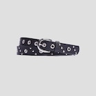 Ceinture à clous et oeillets noir femme - La Halle Ceinture à clous et oeillets noir femme à 4,99 € dans le catalogue La Halle