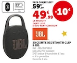 Enceinte Bluetooth Clip 5 - JBL en promo chez Super U Enceinte Bluetooth Clip 5 - JBL dans le catalogue Super U