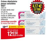 Crème dépilatoire peaux sensibles - VEET en promo chez Cora Lille à 12,50 €