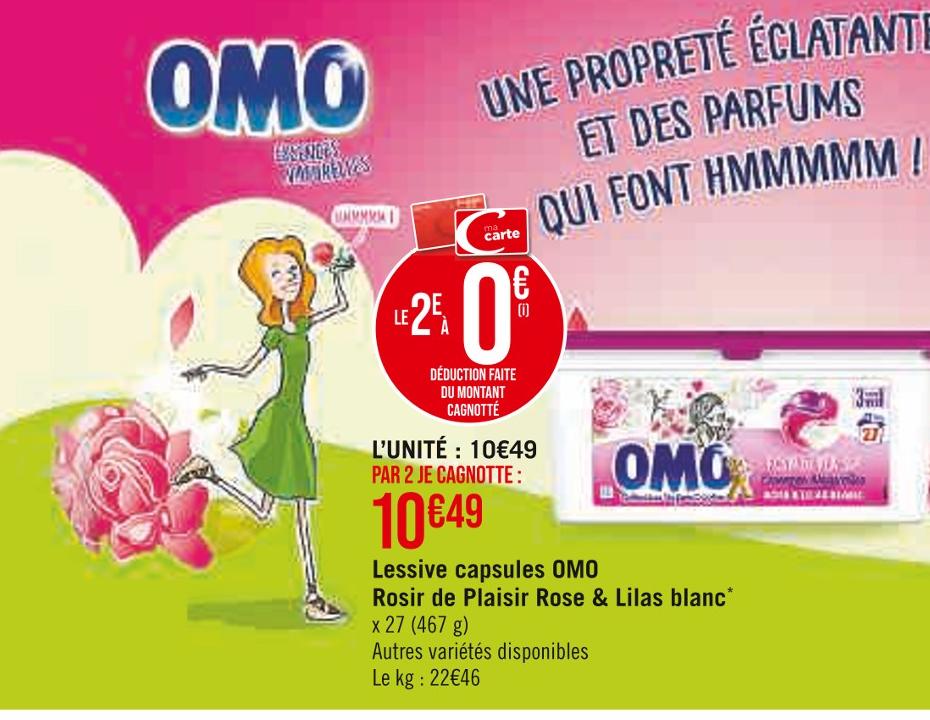 Lessive Capsule 3en1 Rosir de Plaisir Rose & Lilas Blanc OMO