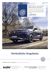 Volkswagen Prospekt "Herbstliche Angebote.", 1 Seite, 01.09.2025 - 01.09.2025 Aktueller Volkswagen Prospekt, "Herbstliche Angebote.", mit Angeboten der Woche, gültig von 01.09.2025 bis 01.09.2025