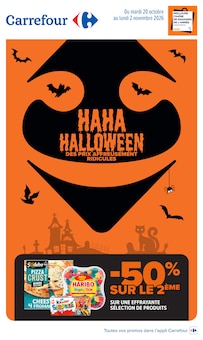 Catalogue Carrefour de la semaine 42, "HAHA HALLOWEEN", page 1, 20/10/2026 - 02/11/2026 Prospectus Carrefour en cours, "HAHA HALLOWEEN", page 1 sur 77