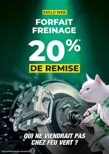 Catalogue Feu Vert à Moulins-lès-Metz cette semaine, valable du 16/06/2026 au 23/06/2026 Prospectus Feu Vert à Moulins-lès-Metz, "FORFAIT FREINAGE 20% DE REMISE", 1 page de promos valables du 16/06/2026 au 23/06/2026
