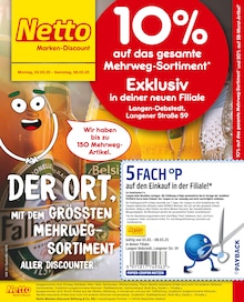 Netto Marken-Discount Langen Prospekt "10% auf das gesamte Mehrweg-Sortiment" mit 4 Seiten