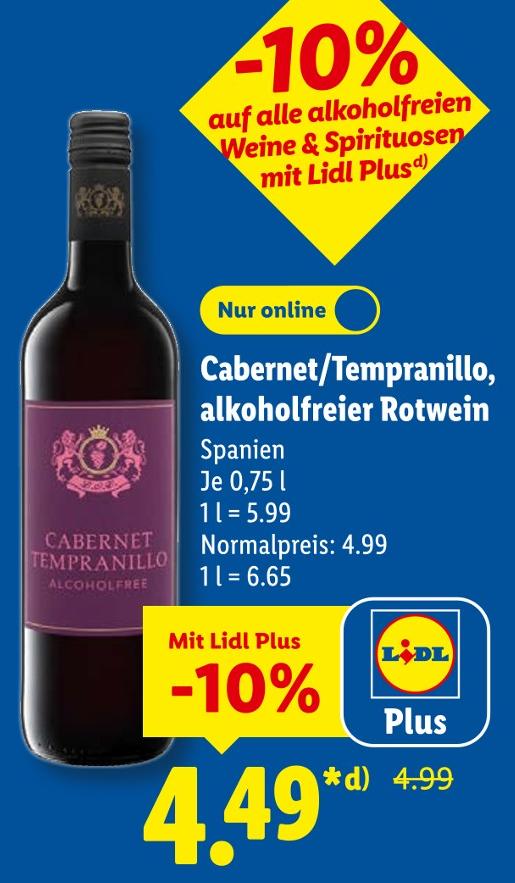 Cabernet/Tempranillo, alkoholfreier Rotwein