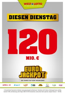 Westlotto Prospekt "Diesen Dienstag 120 Mio. €" mit  Seiten (Krefeld)