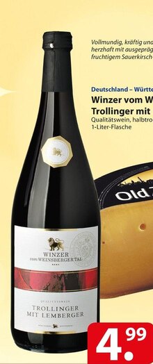 Winzer vom Weinsbergertal Trollinger mit Lemberger bei famila Nordost in Bremen Winzer vom Weinsbergertal Trollinger mit Lemberger im Angebot bei famila Nordost Bremen für 4,99 €