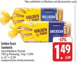 Sandwich Vollkorn im Angebot bei EDEKA in Altenburg Sandwich Vollkorn Angebote von Golden Toast bei EDEKA Altenburg für 1,49 €