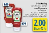 Tomato Ketchup 50% weniger Zucker im Angebot bei diska in Weiden Tomato Ketchup 50% weniger Zucker Angebote von Heinz bei diska Weiden für 2,00 €