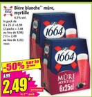 Bière blanche mûre myrtille - 1664 - Norma à Mulhouse Bière blanche mûre myrtille - 1664 en promo chez Norma Mulhouse à 2,49 €