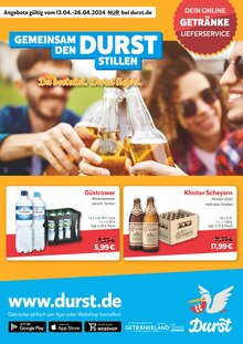 Bier im Durst.de Prospekt "GEMEINSAM DEN DURST STILLEN" mit 2 Seiten (Rostock)