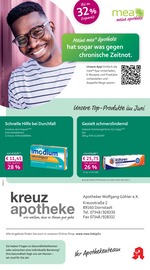 mea - meine apotheke Apotheken Prospekt der aktuellen Woche mit 4 Seiten, gültig von 01.06.2026 bis 30.06.2026, in Dornstadt und Umgebung Aktueller mea - meine apotheke Apotheken Prospekt in Dornstadt und Umgebung, "Unsere Juni-Angebote" mit 4 Seiten, 01.06.2026 - 30.06.2026