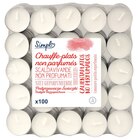 Lot de 100 bougies chauffe-plat blanches - SIMPL à 3,99 € dans le catalogue Carrefour