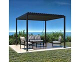 Promo Salon de jardin 4 places en aluminium noir et gris avec coussins et table en verre trempé à 279,00 € dans le catalogue Brico Dépôt à Geispolsheim