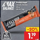 Proteinriegel von MAX BALANCE für 1,19 € bei Netto Marken-Discount im Angebot Proteinriegel von MAX BALANCE im aktuellen Netto Marken-Discount Prospekt