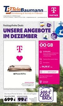 Telebaumann Prospekt Festtagsfrohe Deals: UNSERE ANGEBOTE IM DEZEMBER mit  Seiten