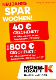 Möbel Kraft Prospekt für Wustermark mit 1 Seite Möbel Kraft Prospekt für Wustermark: "NEUJAHRS SPARWOCHEN", 1 Seite, 09.01.2025 - 04.02.2025