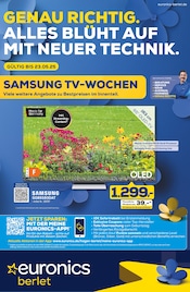 Fernseher im EURONICS Prospekt in Iserlohn Aktueller EURONICS Prospekt mit Fernseher, "GENAU RICHTIG. ALLES BLÜHT AUF MIT NEUER TECHNIK.", Seite 1