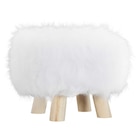 Pouf en fausse fourrure blanche à pieds 30x24cm - Collection en promo chez Maxi Bazar Levallois-Perret à 10,00 €