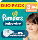 COUCHES BABY DRY DUO PACK PAMPERS - PAMPERS - Auchan Hypermarché à Saint-Étienne COUCHES BABY DRY DUO PACK PAMPERS - PAMPERS en promo chez Auchan Hypermarché Saint-Étienne à 19,77 €