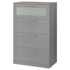 Kommode mit 4 Schubladen grau/Frostglas im Angebot bei IKEA in Saarbrücken Kommode mit 4 Schubladen grau/Frostglas Angebote von BRIMNES bei IKEA Saarbrücken für 149,00 €