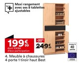 Meuble à chaussures 4 porte 1 tiroir haut Best - But à Palaiseau Meuble à chaussures 4 porte 1 tiroir haut Best en promo chez But Palaiseau à 199,99 €