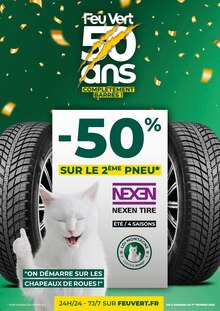 Feu Vert Catalogue "-50% sur le 2ème pneu", 4 pages, Rennes,  05/01/2022 - 01/02/2022