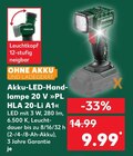 Aktuelles Akku-LED-Handlampe 20 V »PL HLA 20-Li A1« Angebot bei Kaufland in Moers ab 9,99 €