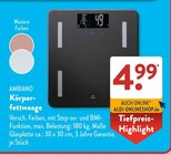 Körperfettwaage Angebote von AMBIANO bei ALDI SÜD Waiblingen für 4,99 €