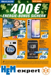 Aktueller HEM expert Prospekt mit Fernseher, "BIS ZU 400€ ENERGIE-BONUS SICHERN", Seite 1