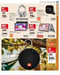 Prix et réduction JBL dans le prospectus Carrefour en cours Offre JBL dans le catalogue Carrefour du moment à la page 19