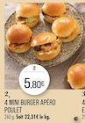 4 mini burger apéro poulet à Supermarchés Match dans La Flamengrie