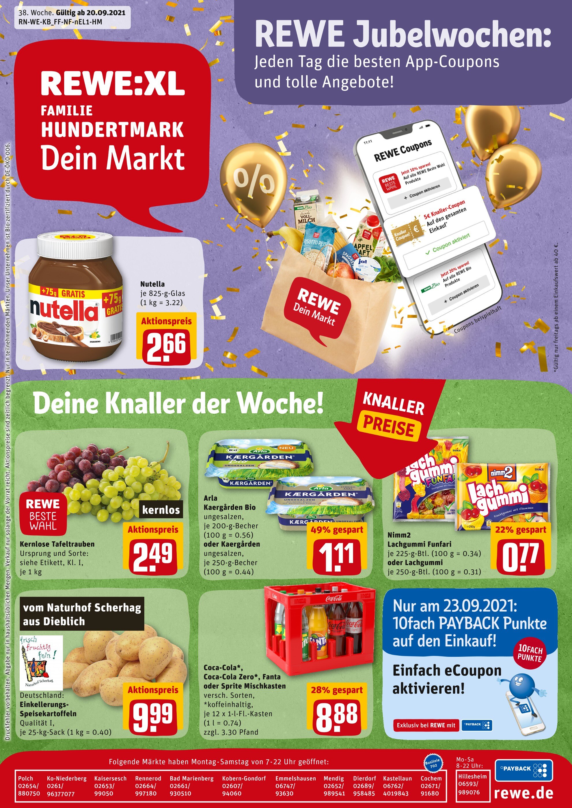 REWE Prospekt für Karlshöhe mit 29 Seiten REWE Prospekt für Karlshöhe: "Angebote im Markt", 29 Seiten, 20.09.2021 - 25.09.2021