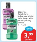 Total Care, Advanced White oder Smart Kidz Mundspülung von Listerine für 3,99 € bei budni im Angebot Total Care, Advanced White oder Smart Kidz Mundspülung von Listerine im aktuellen budni Prospekt