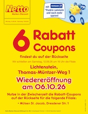 Netto Marken-Discount Lichtenstein Prospekt der aktuellen Woche, gültig von 14.09.2026 bis 19.09.2026 Aktueller Netto Marken-Discount Lichtenstein Prospekt "6 Rabatt-Coupons" mit 2 Seiten