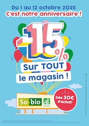 Catalogue Magasins Bio So.bio en cours à Carbonne et alentours, "C'est notre anniversaire !", 1 page, 01/10/2025 - 12/10/2025