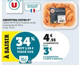 Crevettes cuites - U en promo chez Super U Antony à 3,00 €