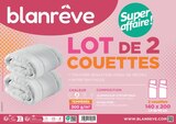 Lot de 2 couettes chaudes Blanrêve - BLANREVE en promo chez Carrefour Échirolles à 24,99 €