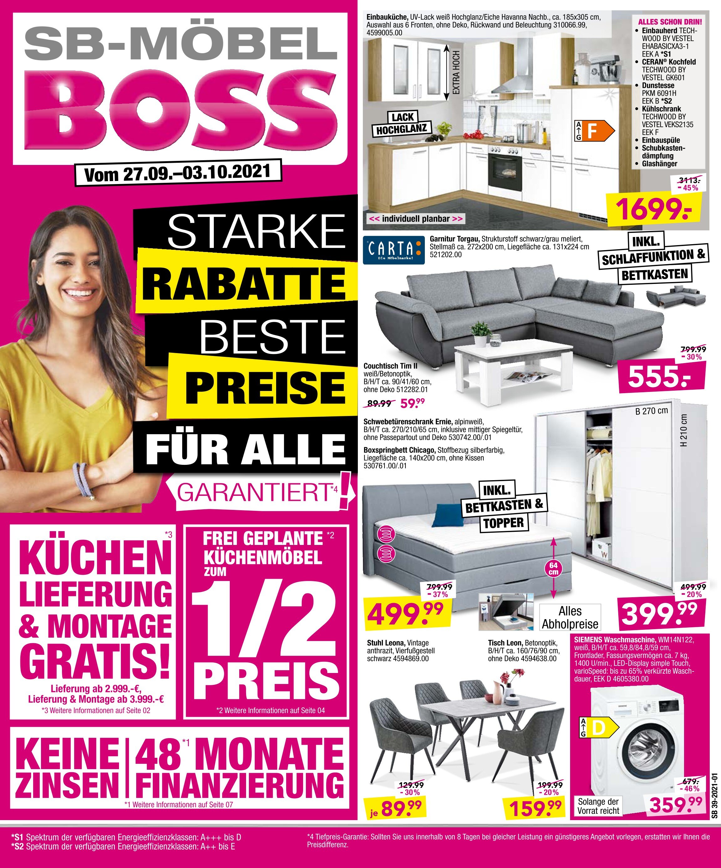 SB Möbel Boss Prospekt für Stolberg mit 20 Seiten SB Möbel Boss Prospekt für Stolberg: "Aktuelle Angebote", 20 Seiten, 27.09.2021 - 03.10.2021