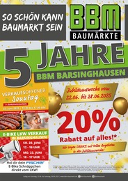 BBM Baumarkt Prospekt für Bad Münder mit 4 Seiten BBM Baumarkt Prospekt für Bad Münder: "5 JAHRE BBM BARSINGHAUSEN", 4 Seiten, 22.06.2025 - 28.06.2025