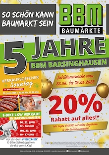 Aktueller BBM Baumarkt Prospekt "5 JAHRE BBM BARSINGHAUSEN" Seite 1 von 4 Seiten für Barsinghausen