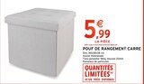 Pouf de rangement carré en promo chez Intermarché Super Amiens à 5,99 €