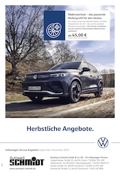 Volkswagen Prospekt "Herbstliche Angebote." für Lünen, 1 Seite, 01.09.2025 - 30.11.2025 Volkswagen Prospekt "Herbstliche Angebote." für Lünen, 1 Seite, 01.09.2025 - 30.11.2025