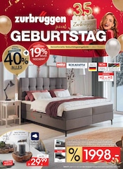 Aktueller Zurbrüggen Prospekt mit Boxspringbett, "zurbrüggen feiert GEBURTSTAG!", Seite 1