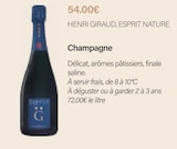 Champagne - HENRI GIRAUD, ESPRIT NATURE - Monoprix Margaret Champagne - HENRI GIRAUD, ESPRIT NATURE à 54,00 € dans le catalogue Monoprix Margaret