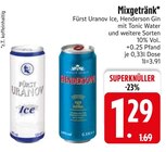 Fürst Uranov Ice oder Henderson Gin Angebote bei EDEKA Straubing für 1,29 €